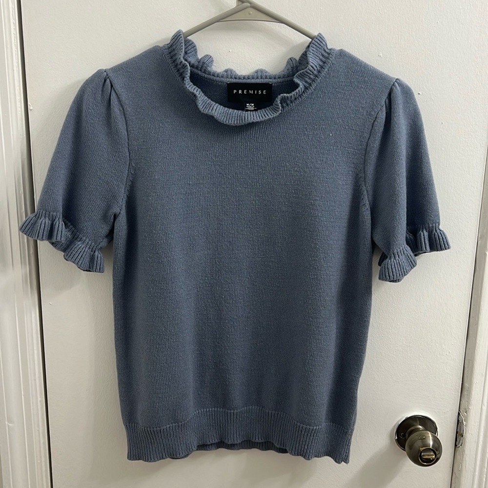 Premise blue short sleeve sweater